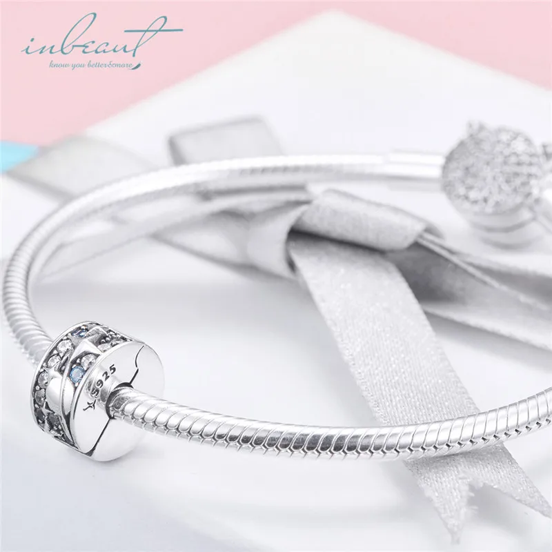 S925 серебро fit Pandora браслет синий и белый циркон универсальная подвеска в виде планеты женский дизайн 925 DIY бусины Galaxy