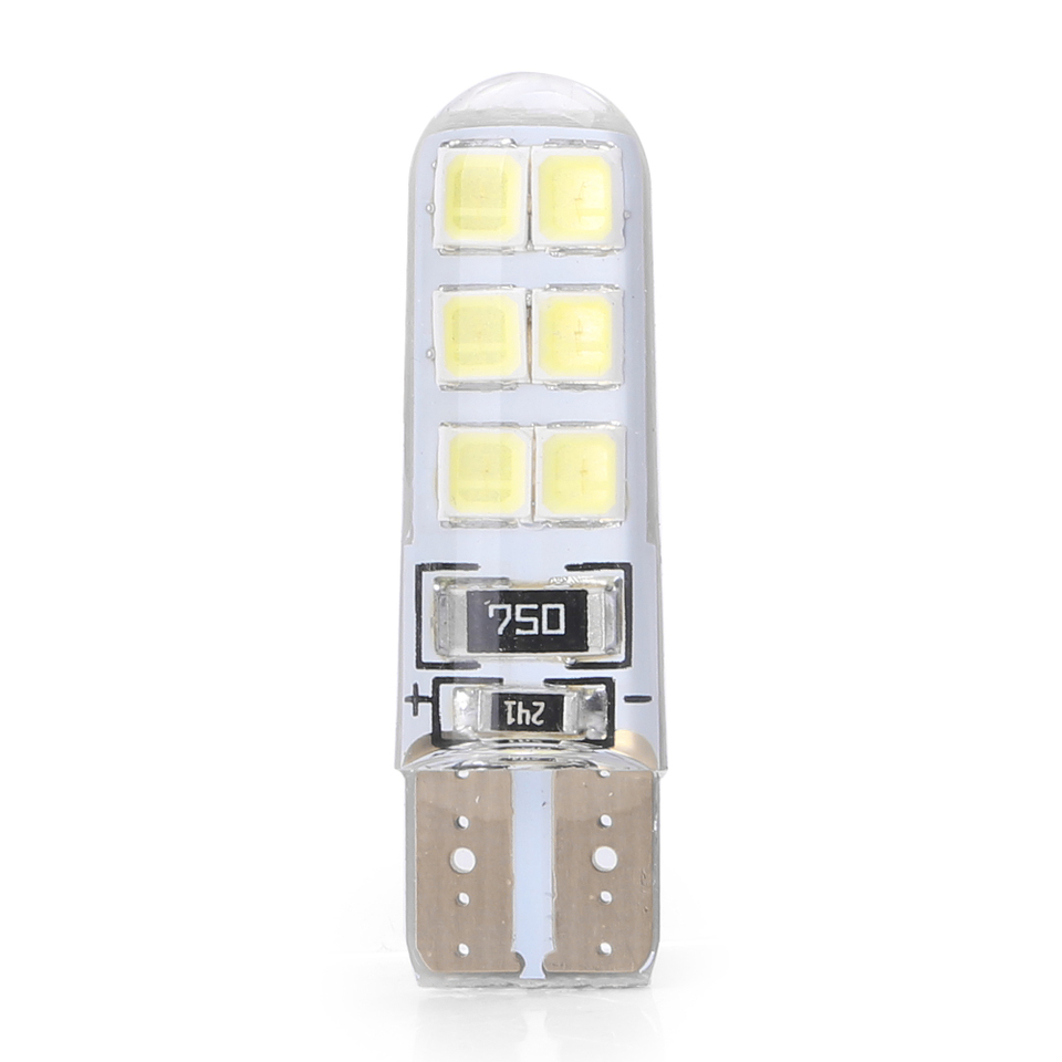 1Pcs Universal 360 Degree Car Lighting White T10 Auto LED Canbus Error Free Bright Light Bulbs W5W 12SMD 2835 Accessories