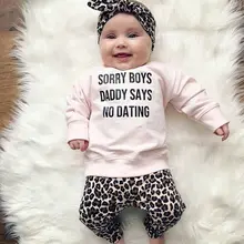 3pcs Autumn Girls clothes set Newborn Baby Girl Leopard Print T-Shirt Top Pants Headband Outfit Clothes 0-24M Fashion piece
