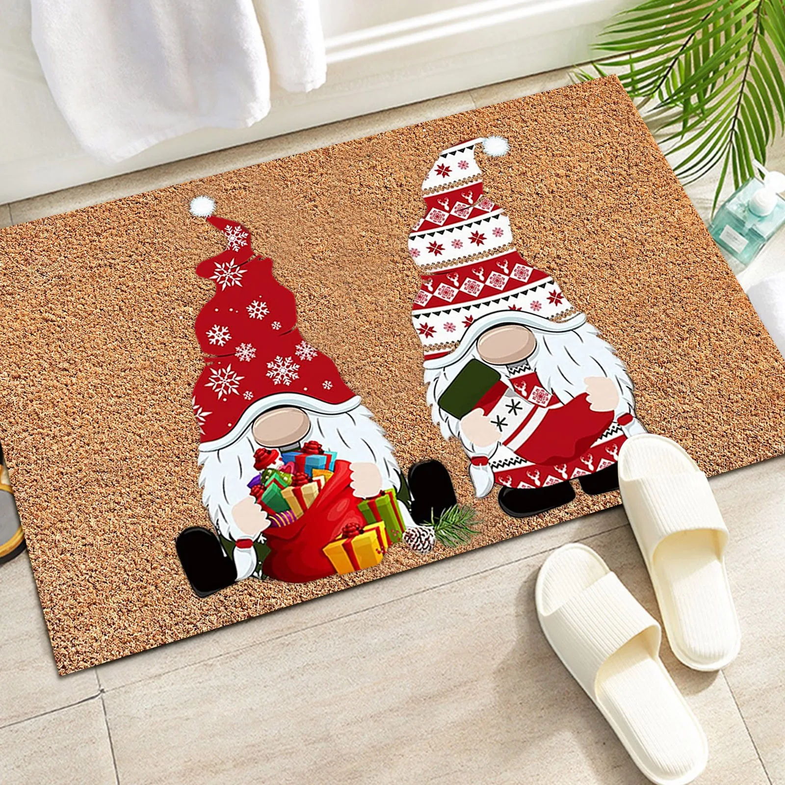Santa Claus Christmas Mat Outdoor Carpet Decorazioni Natalizie Decor Home Christmas Ornaments Navidad Xmas Gift New Year