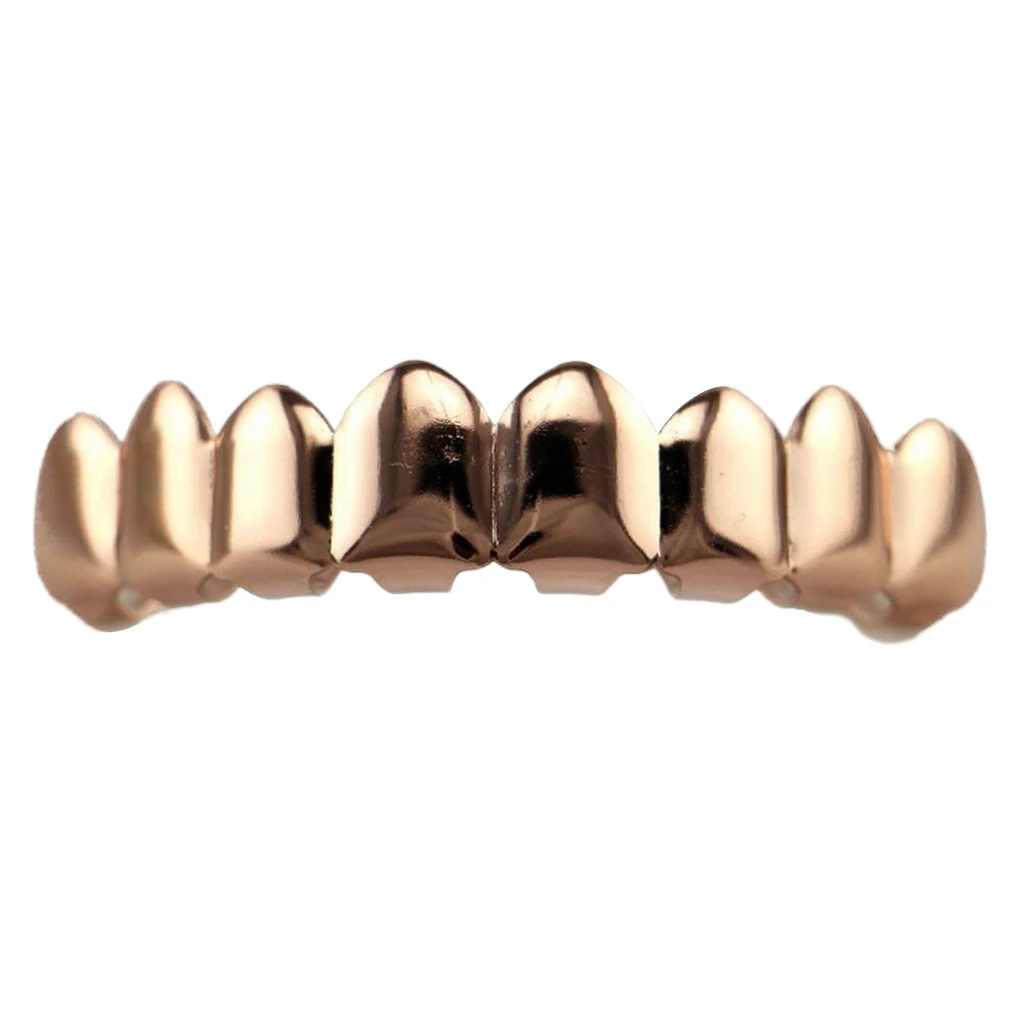 18K Gold Plated Mouth Grill for Mouth Top Bottom Hip Hop Teeth Grills Teeth Mouth with Molding Bars for Cosplay Party Tooth 