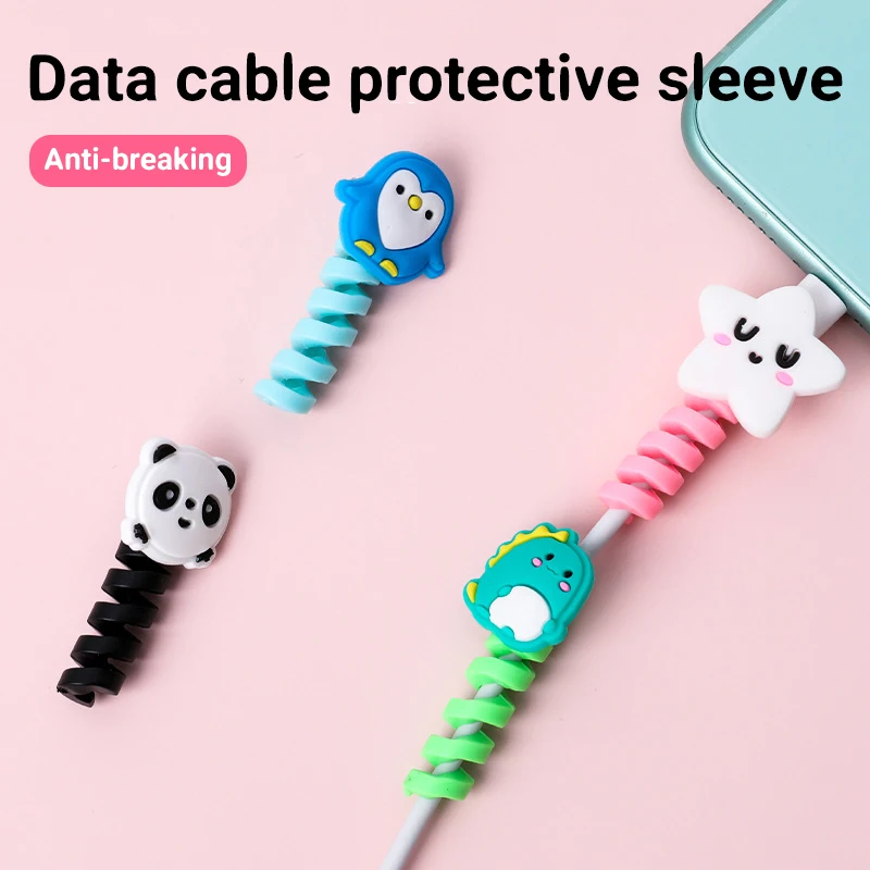 

Cable Winder Lovely Cartoon Charger Cable Pipeline Bracket Data Cable Protective Cover Earphone Protective Cable Covering Line