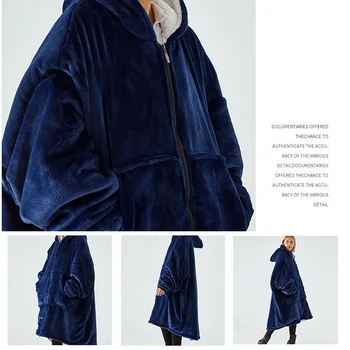 

Hooded Warm Hoodie Blanket Fleece Pullover With Front Pocket And Pocket Soft Warm Cozy Blanket Wearable
