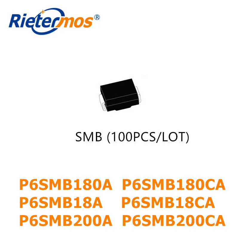 100 шт. SMB P6SMB180A P6SMB180CA P6SMB18A P6SMB18CA P6SMB200A P6SMB200CA DO-214AA высокое качество | Электроника