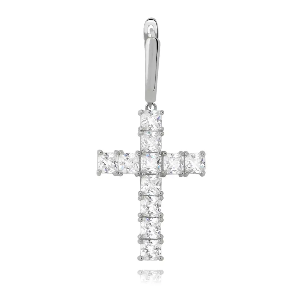 GUCY Iced циркон крест АНХ Серьги Золото Серебро Цвет Микро с инкрустацией aaa Bling CZ камень серьги для мужчин женщин хип хоп ювелирные изделия - Окраска металла: SILVER