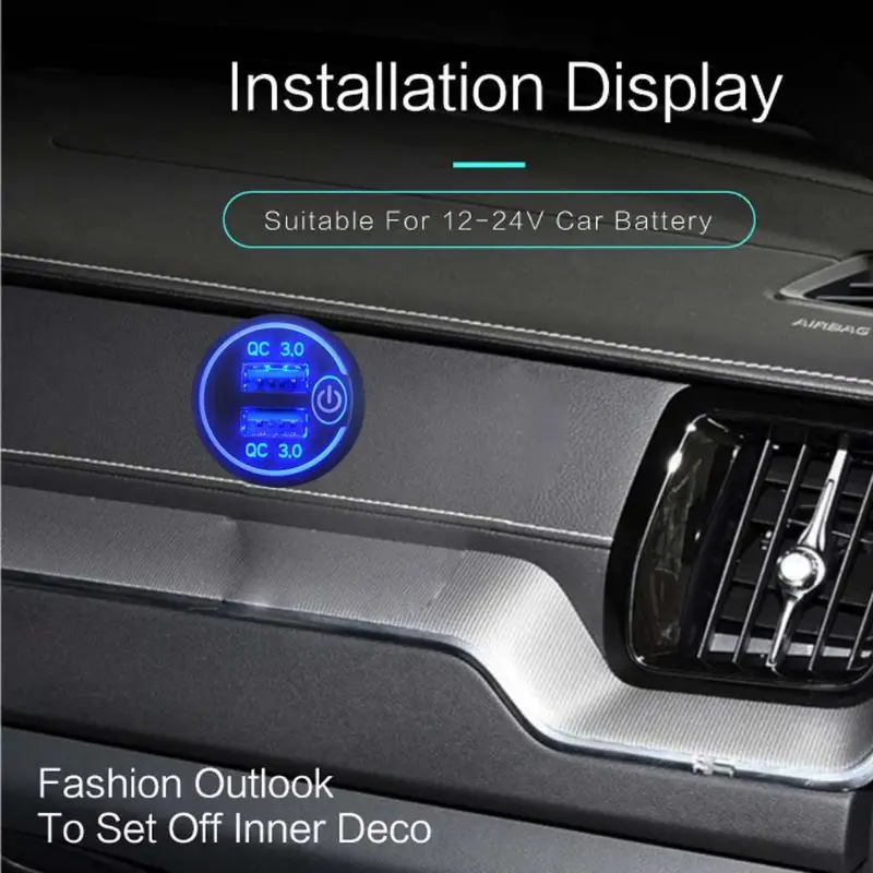 12 V/24 V Dual USB Автомобильное зарядное устройство QC 3,0 светодиодный быстро Зарядное устройство сенсорный выключатель для машине мотоцикле лодке