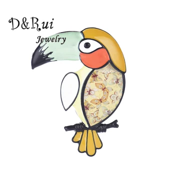 

D&Rui Jewelry New Yellow Enamel Bird Brooch for Women Kids Girls Party Trendy Cute Parrot Brooches Pins Scarf Pin Birthday Gifts