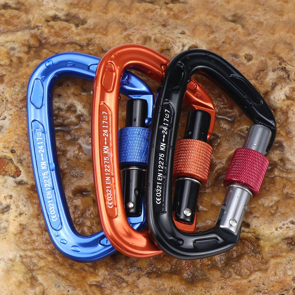 Carabiner with Screw Locking Gate 24KN Heavy Duty Carabiner Clips for Hammocks Camping Hiking Backpacking Climbing Equipment