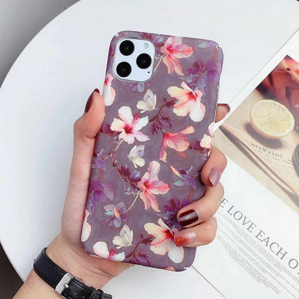 h LOVECOM Ретро вишневые чехлы для телефонов с изображением цветов для iPhone 11 Pro Max XS Max XR XS X 6 6S 7 8 Plus матовая жесткая PC задняя крышка чехлы Подарки - Цвет: h