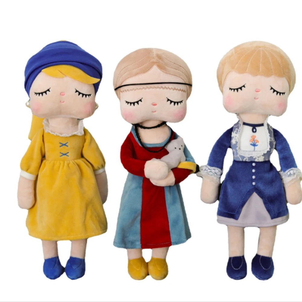 

New Metoo Angela Famous Painting Girl with Pearl Earrings Plush Toy Foreign Trade Cartoon Cute Doll Boys Christmas Gifts