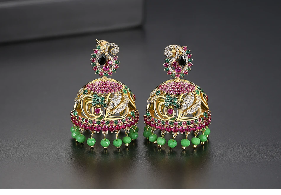 LUOTEEMI большие длинные богемные индийские Jhumka бусины кисточки Висячие серьги для женщин Свадебная вечеринка свадебные модные украшения Рождественский подарок