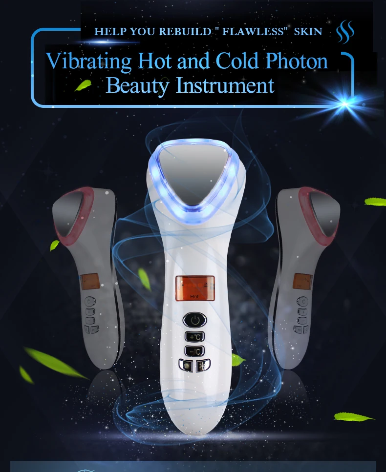 Facial Massager Professional Hot Cold Color Light Ultrasonic Skin Rejuvenation Care