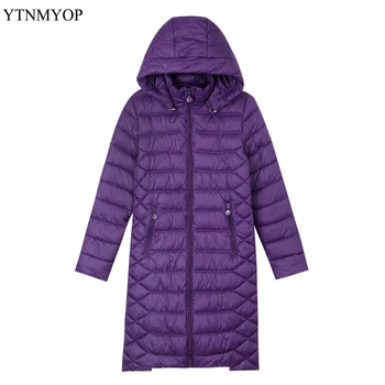 

YTNMYOP Hooded Long Parka Thin Warm Female Jacket Autumn Winter Coat Women Zipper Cotton Padded Jacket Ladies Clothing
