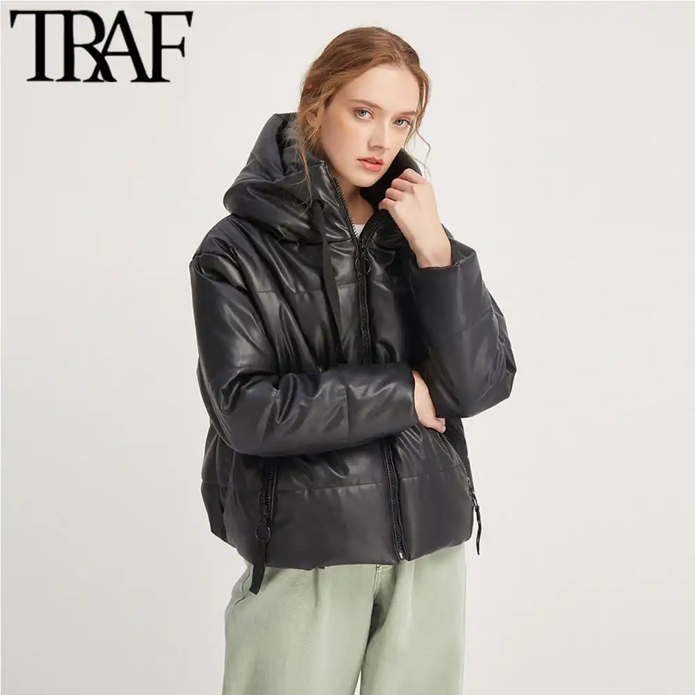 Long pu padded jacket Clearance