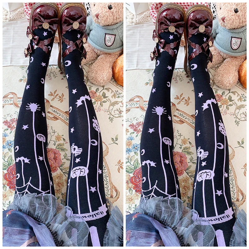 Гольфы с принтом маленькой ведьмы на Хэллоуин колготки Harajuku lolita женские толстые