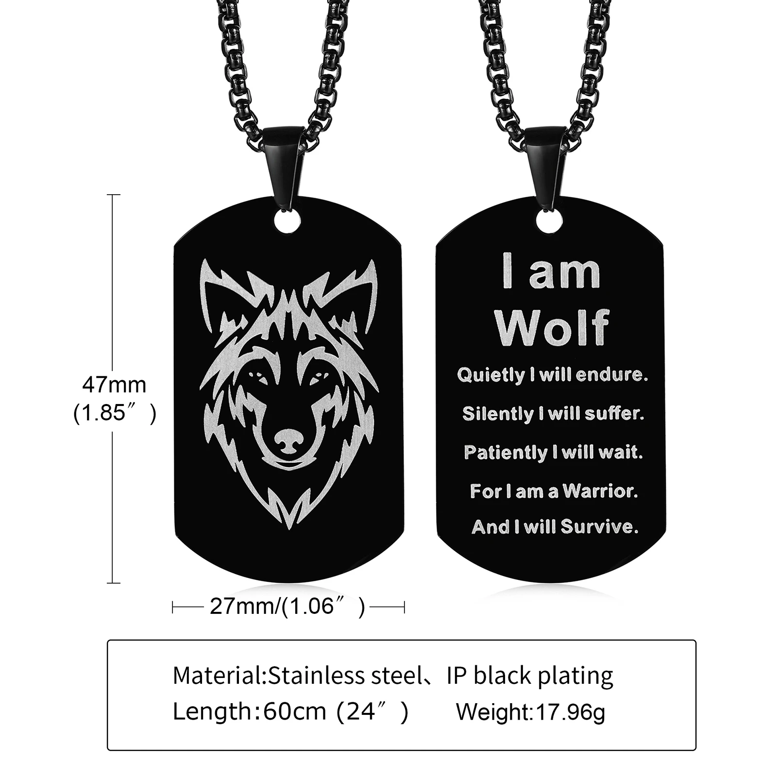 Custom Howling Wolf Dog Tag Military Chain Necklace For Men Dog Tag  Doristino Awesome Necklace