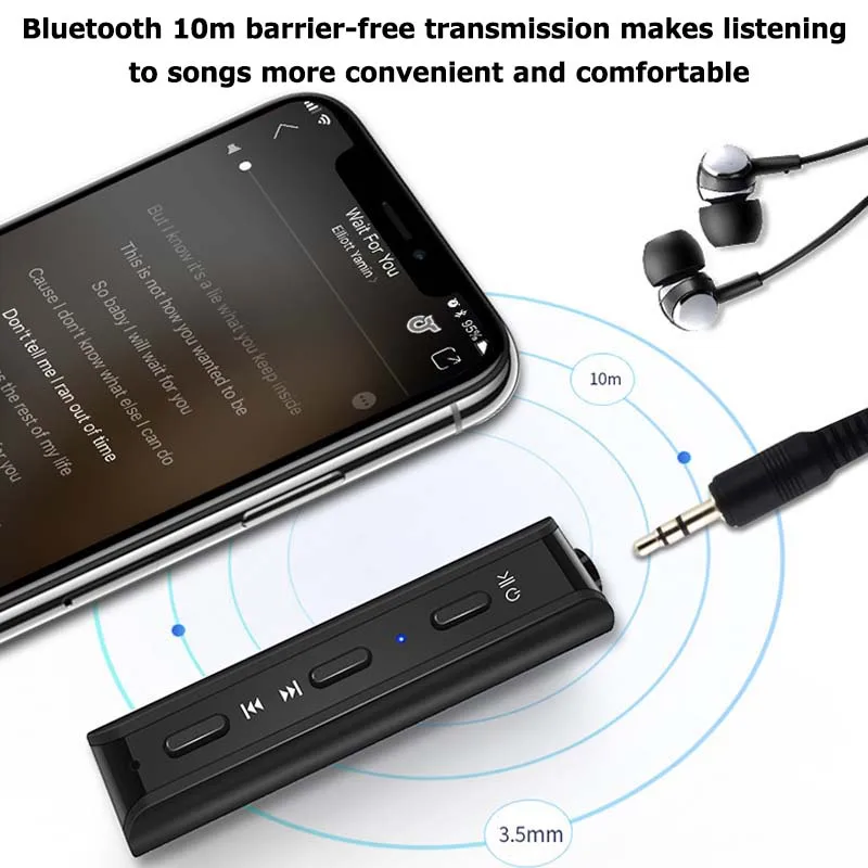JINSERTA Mini 3 5MM Jack AUX Audio MP3 Music Bluetooth Receiver Car Kit Wireless Handsfree Speaker Headphone Adapter for Phones