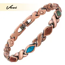 Vivari женские красочные полудрагоценные камни античная медь магнитный браслет дамы ювелирные украшения браслет шармы