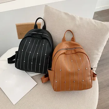 

Top Sale Backpacks for Women 2019 New Fashion Women's Outdoor Simple Retro Zipper Contrast Color Backpack Travel Bag zaino donna