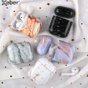 

Luxury marble Hard PC Wireless Earphone Charging Cover Bag for Apple AirPods 1 2 High Quality Glossy Bluetooth Box Headset case