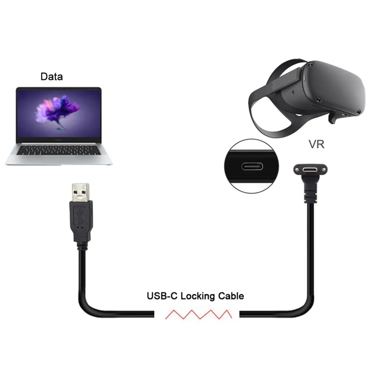 Стандартный USB3.0 для USB 3,1 тип-c двойной винтовой замок кабель для передачи данных подходит для Oculus Link VR