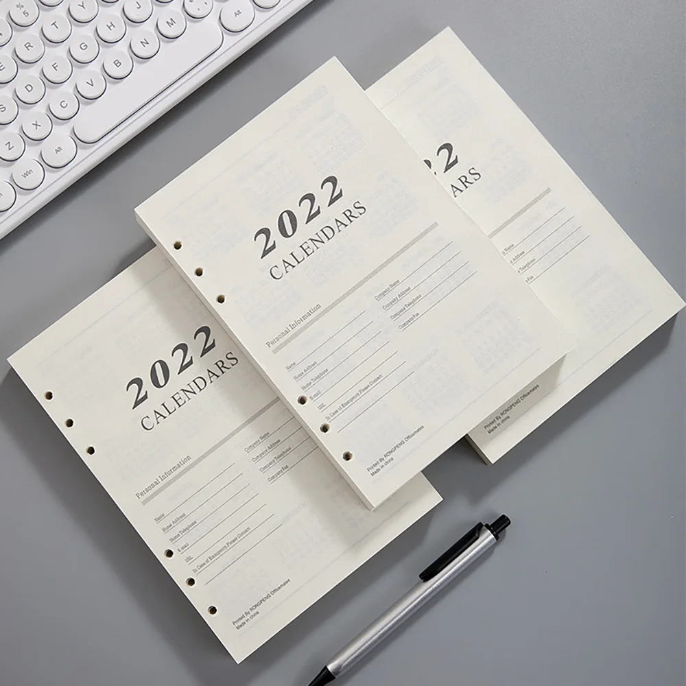 2022 A5 Loose Leaf Notebook Refill Spiral Binder Inner Page Weekly Monthly To Do Line Inside Paper Stationery 170 Sheets