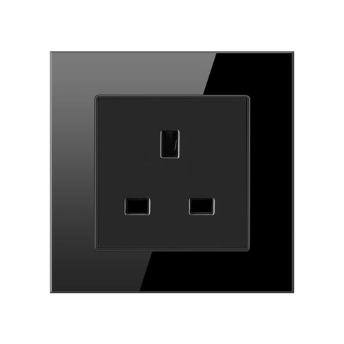 UK 1 Хрустальная стеклянная панель, двойной USB порт для зарядки, 2.1A, настенное зарядное устройство, адаптер со светодиодным индикатором, 13A, английская розетка, розетка, черный, 1, 2 комплекта - Цвет: UK 1