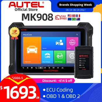 

Autel MaxiCOM MK908 OBD2 Automotive Scanner ECU Tester Connect J2534 as Maxisys PRO MS908P OBDII Car Diagnostic Programming TOOL
