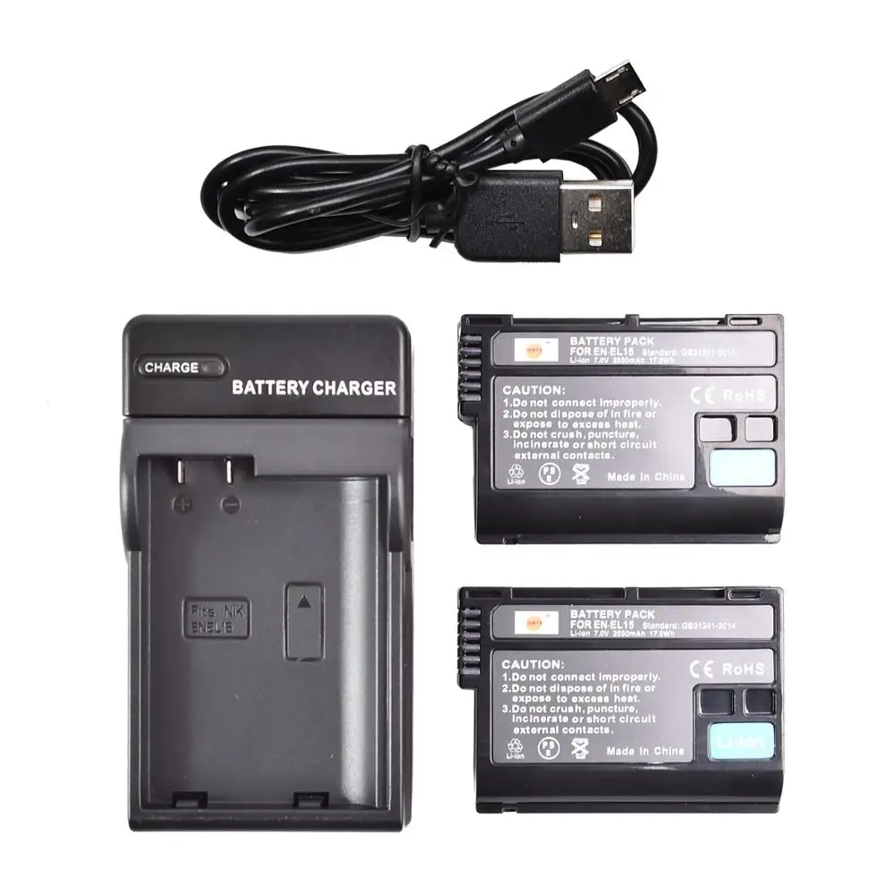 Аккумулятор для камеры с зарядным устройством USB DSTE 2 шт. Nikon D7100 D600 D610 D800 D810 D7200 V1 D7500
