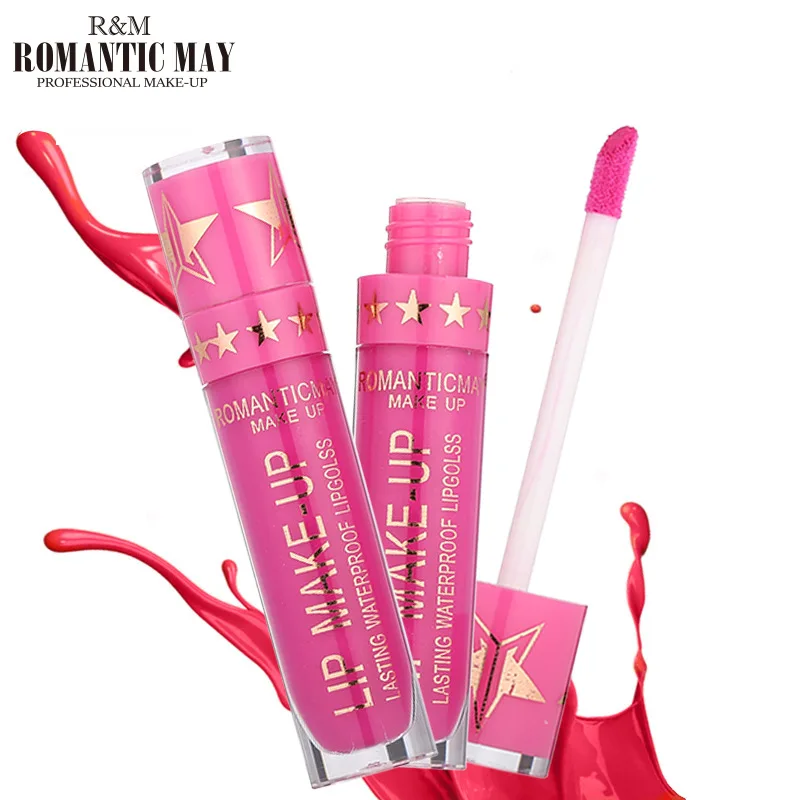 

ROMANTIC MAY 12 Color Five-pointed star non-stick glass pearl gloss lip color makeup liquid lipstick non-decolorizing lip makeup