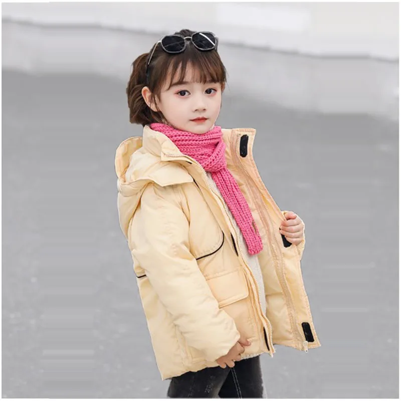 

Winter Kids Plus velvet Fluffy coat Thick cotton Fashion Boy girl brand Windbreaker Warm Cashmere toddle clothes clothing