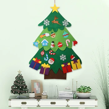 

DIY Felt Christmas Tree with Ornaments Children New Year Gifts for Christmas 2020 Door Wall Hanging Decoration