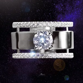 

Luxury 925 Sterling Silver Wedding Eternity Rings with Zirconia for 3ct CZ Crystal Promise Engagement Finger Ring Bague