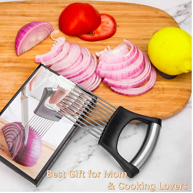 BEITESTAR Onion Holder Slicer Cutter - Stainless Steel Onion Holder for  Slicing and Chopper Vegetables, Carrots, Potatoes, Tomatoes, Fruits with  Ease