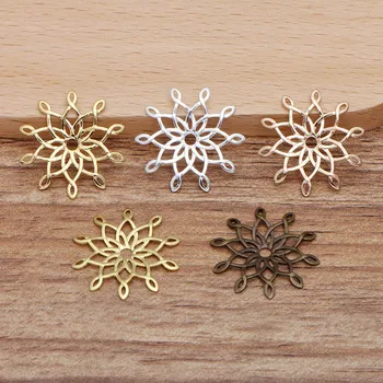 

1000pcs 23mm Brass Metal Filigree Flower Charms Tassel Loops Connectors DIY Jewelry Accessories Wholesale