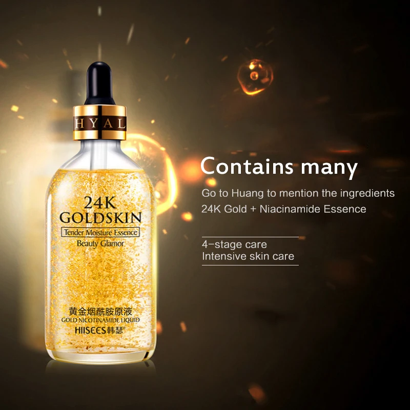 Эссенция для лица сыворотка с гиалуроновой кислотой 24k Gold сужение пор увлажнение