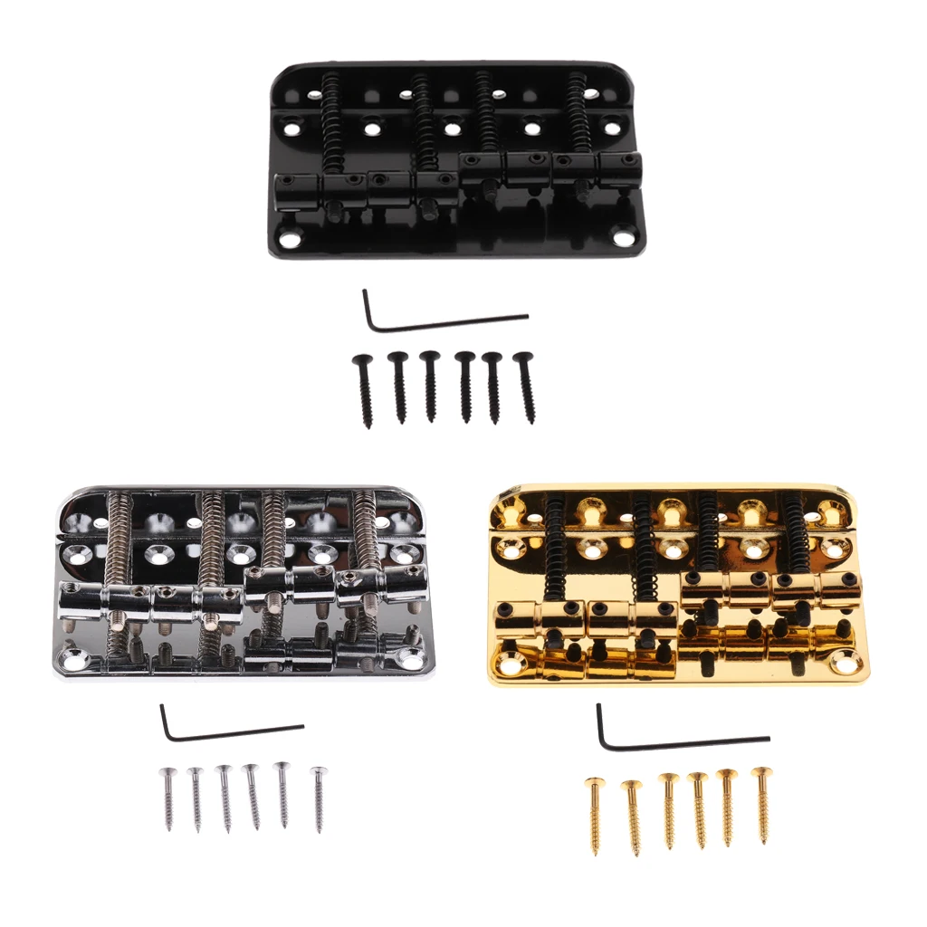 Practical DIY Zinc Alloy 4 String Bass Bridge with Screws Wrench Set Musical Instrument Accessory