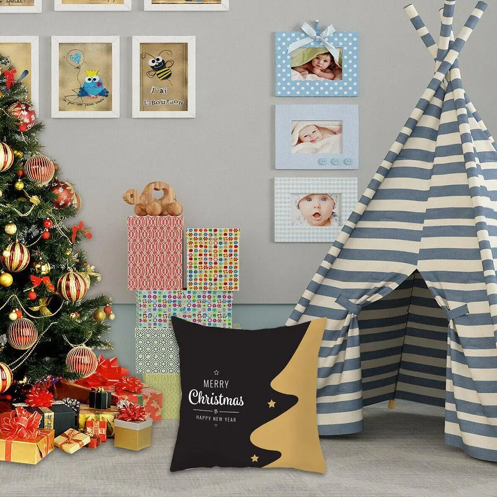 

2020 Christmas Cushion Cover Xmas PillowCase Christmas Decorations Decors Elk New Year Snowflake Happy and 2021 Navidad For M8S0