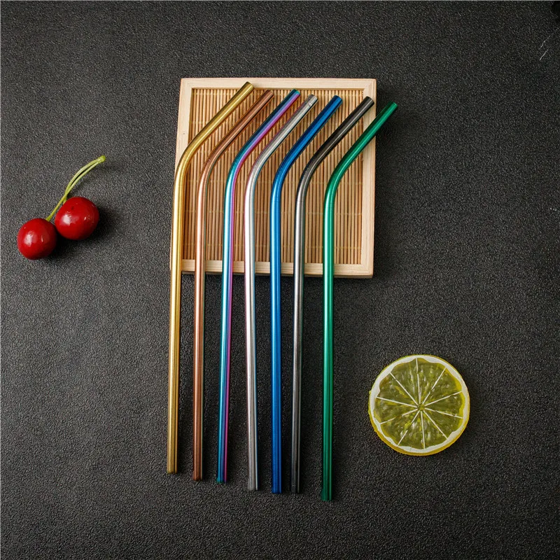 Reusable Drinking Straws 304 Stainless Steel Metal Surpass Glass Bent Straight With Clean Brush | Дом и сад