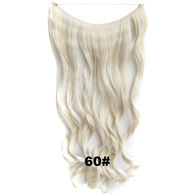 24inch 50grams 100grams Synthetic Hair Extension Gradual Color Brown Gray Blonde String Halo Hairpieces Extensions 100g-60-wavy
