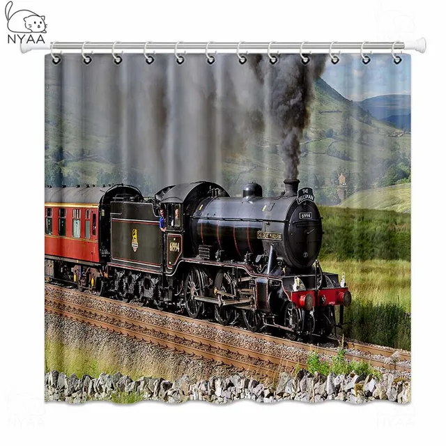 Nyaa Train Shower Curtains Heavy Winter Waterproof Polyester