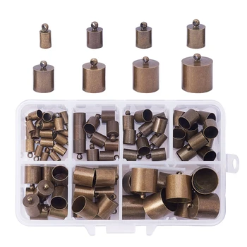 

80 Pieces Necklace Beads Caps Beading End Caps Leather Cord End Crafts Jewelry Crimp Cap