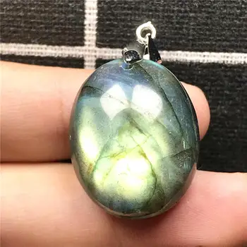 

Necklace Pendant Natural Labradorite Jewelry For Woman Man Yellow Light Crystal 25x20x11mm Beads Silver Moonstone Gemstone AAAAA