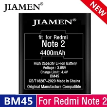 Para xiaomi redmi nota 2 bateria 4400mah li-ion bateria substituição nota 2 redrice note2 autêntico bm45 baterias de telefone
