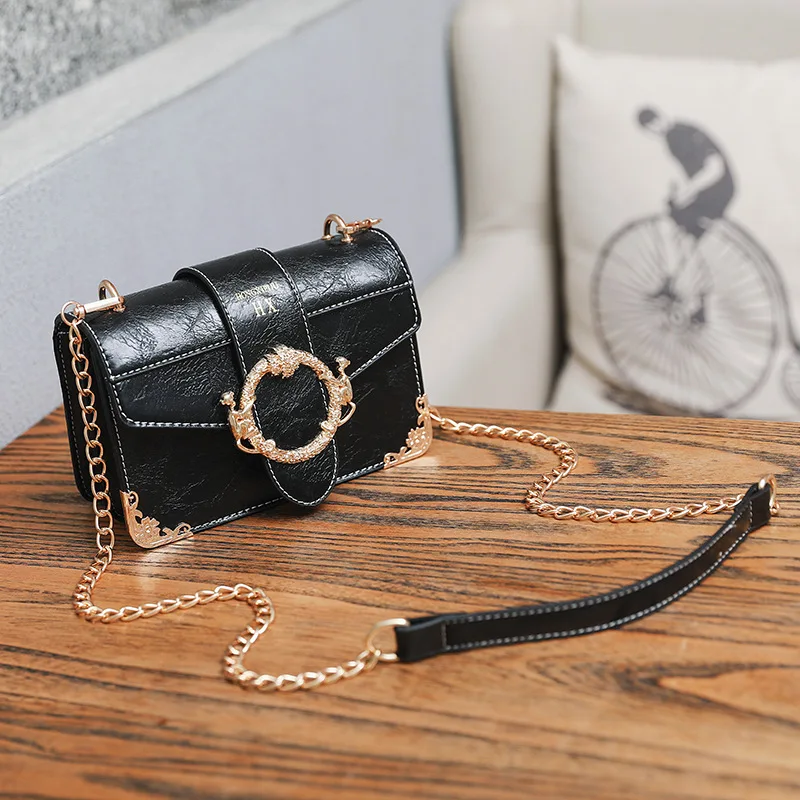 

Small Bag Women's New Style Autumn & Winter Cool Monkey Metallic Decoration Square Sling Bag Shoulder Diagonal Korean-style Chai