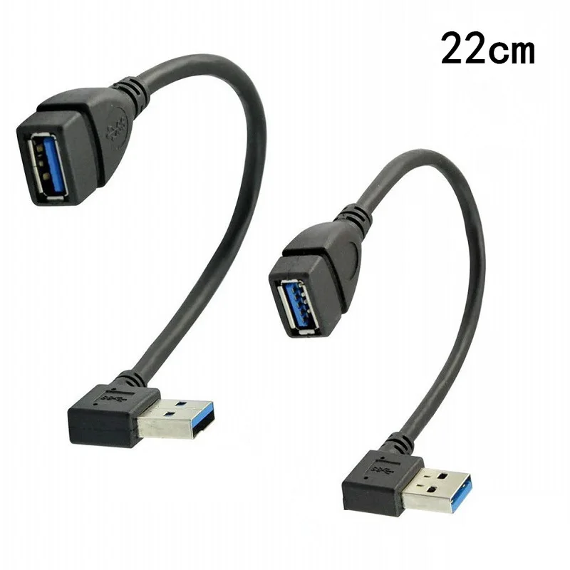 

High Speed USB3.0 Adapter Cable USB 3.0 Right Angle Male to Female Extension Cable Left and Right Angle Black extending cable