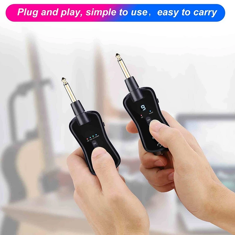 Wireless Guitar System Guitar Pickup Built-In Rechargeable Battery 30M Transmission Range Electric Guitars Transmitter Receiver
