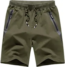 Men's Casual Gym Fitness Shorts Cotton Cycling Yoga Running Short Pants with Zipper Pockets