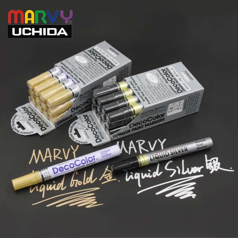 Маркер Marvy для масляной краски ручка искусство желтое/серебристое/Белое 0 7/1 0/2 мм