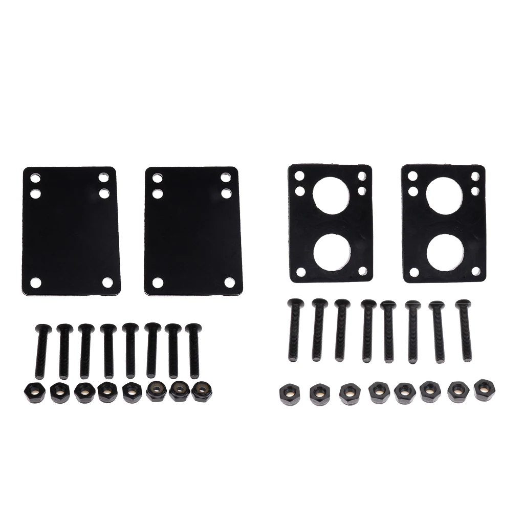 Skateboard Riser Pads Longboard Hardware Screw Set High Strength Black 3mm Pad+6mm Pad Skateboard Parts Skateboard Accessories